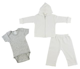 Infant Sweatshirt, Onezie and Pants - 3 pc Set (Color: Grey/White, size: small)