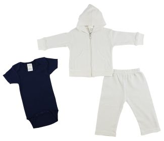 Infant Sweatshirt, Onezie and Pants - 3 pc Set (Color: Navy/White, size: small)