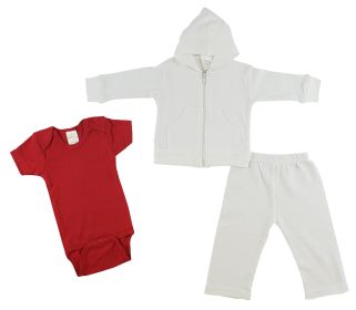 Infant Sweatshirt, Onezie and Pants - 3 pc Set (Color: Red/White, size: small)