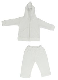 White Interlock Sweat Pants and Hoodie Set (Color: White, size: medium)