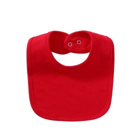 Baby Products Cotton Solid Color Bib With Hidden Buckle Saliva Towel Multi-color Optional (Color: Red)