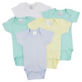 Short Sleeve One Piece 5 Pack (Color: White/Yellow/Blue, size: small)