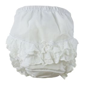 White Girl's Cotton/Poly "Fancy Pants" Underwear (Color: White, size: medium)