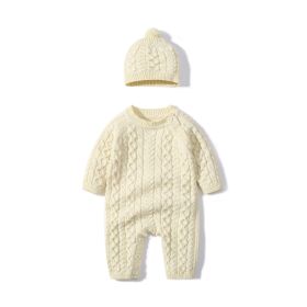 Autumn And Winter Knitted Onesie Hemp Hemp Ha Yi (Option: Beige-66cm)