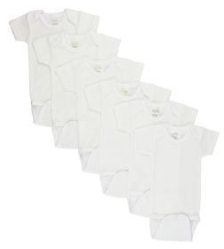 White Short Sleeve One Piece 6 Pack (Color: White, size: Newborn)