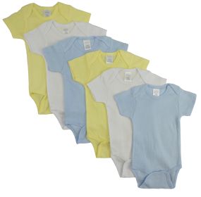 Pastel Boys Short Sleeve 6 Pack (Color: Blue/Yellow/White, size: Newborn)