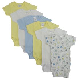 Printed Pastel Boys Short Sleeve 6 Pack (Color: Blue/Yellow/White, size: Newborn)