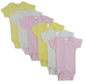 Pastel Girls Short Sleeve 6 Pack (Color: Pink/Yellow/White, size: Newborn)