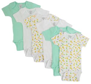 Boys Printed Short Sleeve 6 Pack (Color: Yellow/White/Print, size: Newborn)