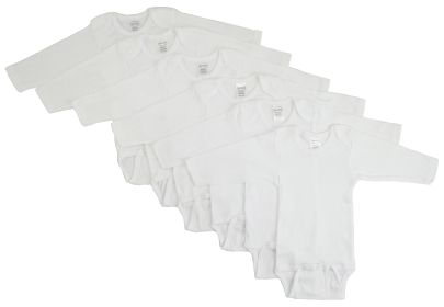 Long Sleeve White Onezie 6 Pack (Color: White, size: Newborn)