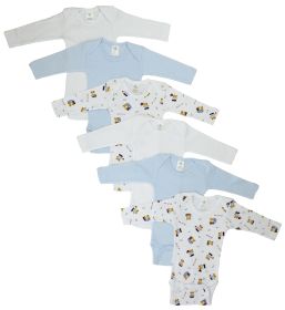 Boys Longsleeve Printed Onezie Variety 6 Pack (Color: White/Blue, size: medium)