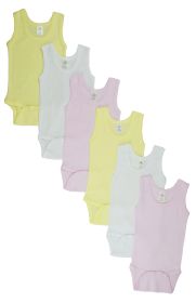 Girls Tank Top Onezies 6 Pack (Color: Pink/Yellow/White, size: medium)