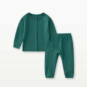 Bamboo Fiber Baby Long Johns Top & Bottom Set Suit (Option: Dark Green-130cm)