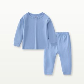 Bamboo Fiber Baby Long Johns Top & Bottom Set Suit (Option: Dark Blue-130cm)