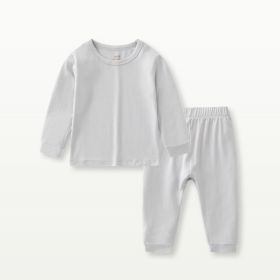 Bamboo Fiber Baby Long Johns Top & Bottom Set Suit (Option: Light Gray-130cm)