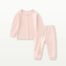 Bamboo Fiber Baby Long Johns Top & Bottom Set Suit (Option: Light Pink-130cm)