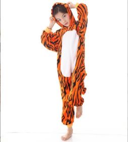 Children's Cartoon Animal One-piece Pajamas Flannel (Option: New Tiger-140 Yards)