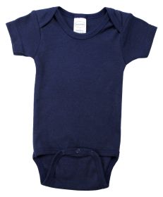 Navy Interlock Short Sleeve Bodysuit Onezies (Color: navy, size: large)