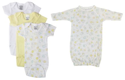 Unisex Baby 4 Pc Layette Sets (Color: White, size: Newborn)