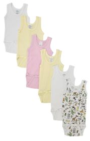 Baby Girl 6 Pc Onezies and Tank Tops (Color: White, size: Newborn)