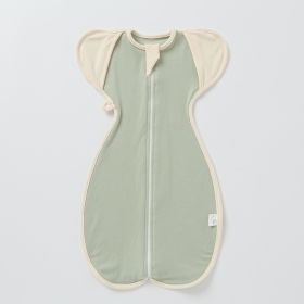 Sleeping Bag Baby Swaddling Vest Dual-use Thick Warm Autumn And Winter (Option: Beige Green-S)