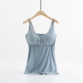 Breast feeding vest with cross elastic bra (Option: Blue-L)