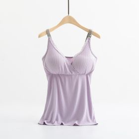 Breast feeding vest with cross elastic bra (Option: Purple-3XL)