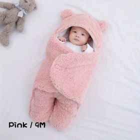 Winter Baby Sleeping Bag Bear Nap Printed Sleeping Bag, Suitable For Babies Aged 0-10 Months, Soft Nap Mat With Removable Pillow (Option: Pink-9M)