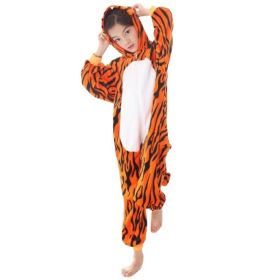 Children's Cartoon Animal One-piece Pajamas Flannel (Option: New Tiger-110Yards)