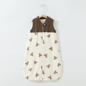 Baby Sleeping Bag Double Layer Patchwork Stand-up Collar Gauze Waistcoat Sleeping Bag (Option: Bear Muppet-S)