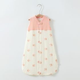 Baby Sleeping Bag Double Layer Patchwork Stand-up Collar Gauze Waistcoat Sleeping Bag (Option: Pink Rabbit Vest-S)