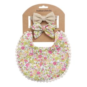 Newborn Baby Cute Floral Cotton Saliva Towel Headband Suit (Option: DP021 10)