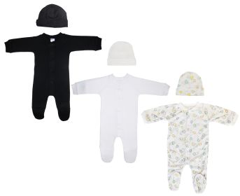 Unisex Closed-toe Sleep & Play with Caps (Pack of 6 ) (Color: White/Black, size: Newborn)