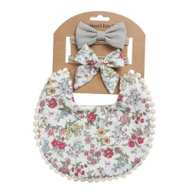 Newborn Baby Cute Floral Cotton Saliva Towel Headband Suit (Option: DP021 5)