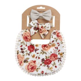 Newborn Baby Cute Floral Cotton Saliva Towel Headband Suit (Option: DP021 4)