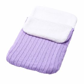 Baby Fleece-lined Sleeping Thickened Knitting Warm Sleeping Wool Stroller Sleeping Bag (Option: Light Purple-68X38)