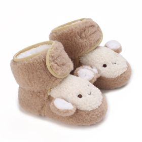 0-12 Months Old Male And Female Baby Thickened Non-slip Cartoon Cotton Shoes (Option: Apricot-Inner Length 11cm)