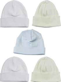 Boys Baby Caps (Pack of 5) (Color: Blue/Yellow/White, size: One Size)