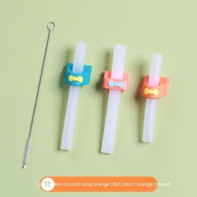 Baby Food Supplement Drink Soup Drink Water Silicone Straw (Option: Green Orange Orange)