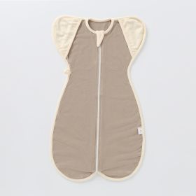 Sleeping Bag Baby Swaddling Vest Dual-use Thick Warm Autumn And Winter (Option: Khaki-S)