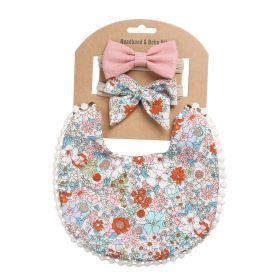 Newborn Baby Cute Floral Cotton Saliva Towel Headband Suit (Option: DP021 7)