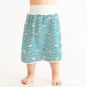 Baby Waterproof Skirt Baby Diapers Training Pant Waterproof Leak-proof Washable Cotton (Option: Wave Monkey-L5to12 Years Old)