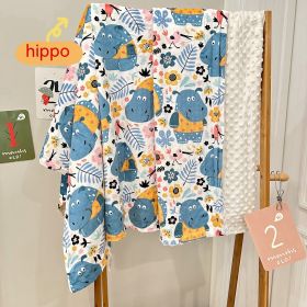 Child Air Conditioner Quilt Beanie Comfort Sleeping Blanket Washable (Option: Hippo-75x120cm)