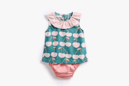 Baby Girl Cherry Print Ruffle Design O-Neck Tops Combo Shorts Sets In Summer (Size/Age: 80 (9-12M))