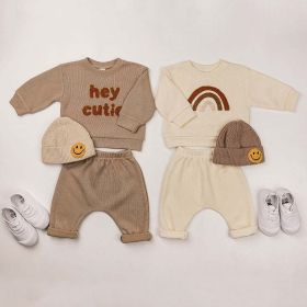 Baby Rainbow & Letter Graphic Hoodies And Pants Sets (Size/Age: 90 (12-24M))