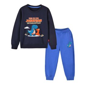 Baby Boy Cartoon Dinosaur Print Pattern Hoodie Combo Trousers Cotton 1 Pieces Sets (Size/Age: 120 (5-7Y))