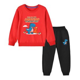 Baby Boy Cartoon Dinosaur Print Pattern Hoodie Combo Trousers Cotton 1 Pieces Sets (Size/Age: 140 (8-10Y))