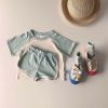 Baby Boys And Girls Color Patchwork Design Round Neck Short-Sleeved Top Combo Shorts Summer Cotton Sets