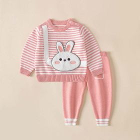 Baby Cartoon Bunny & Striped Graphic Pullover Sweater Combo Trousers 2 Pieces Sets (Size/Age: 100 (2-3Y))