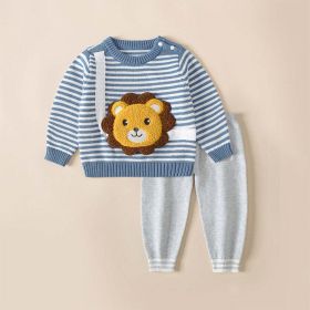 Baby Cartoon Bunny & Striped Graphic Pullover Sweater Combo Trousers 2 Pieces Sets (Size/Age: 80 (9-12M))